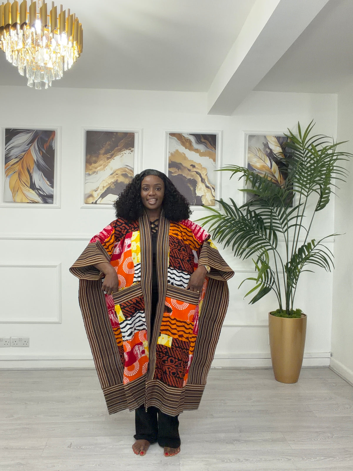 Brown Asooke & Ankara kimono