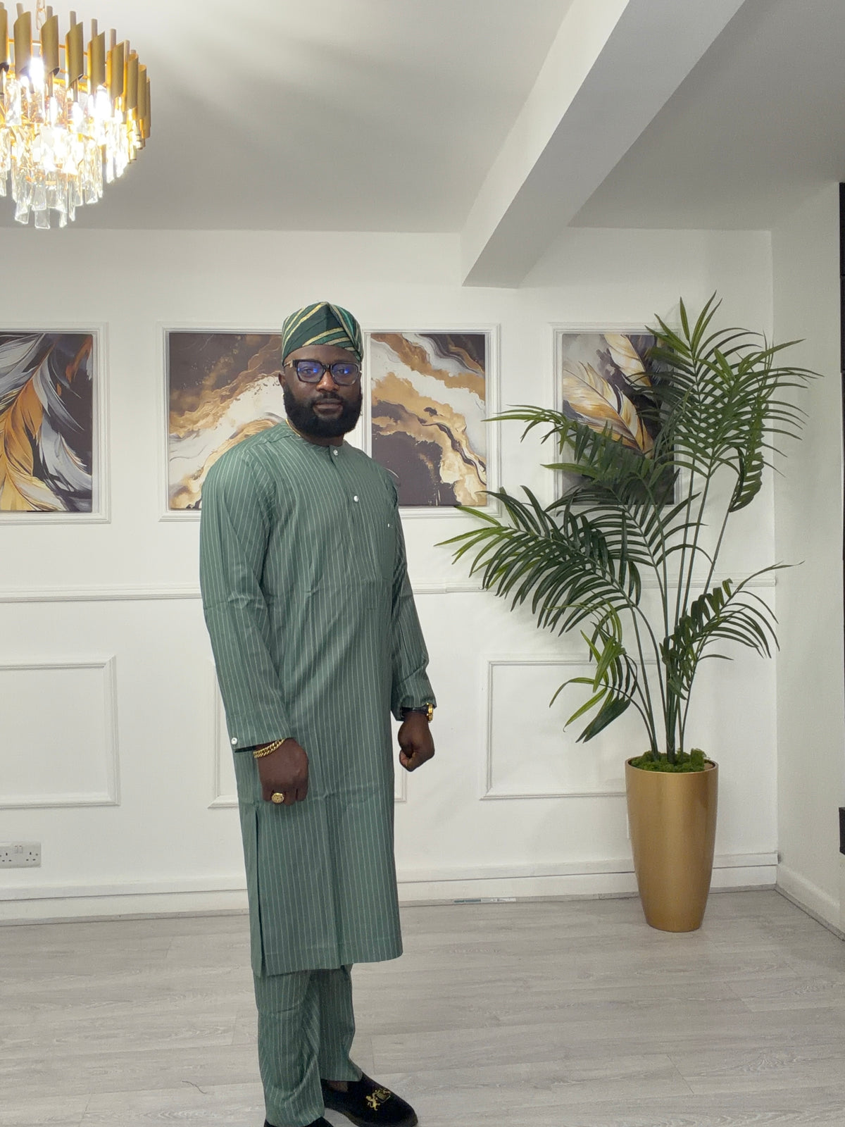 Green strips kaftan