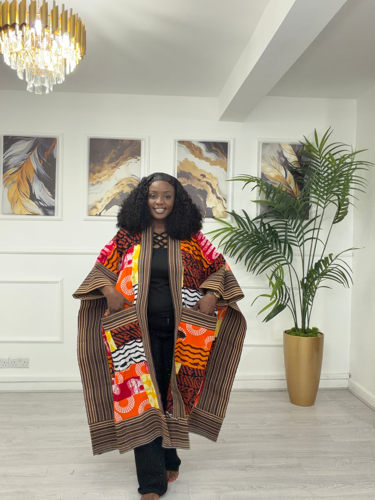 Brown Asooke & Ankara kimono