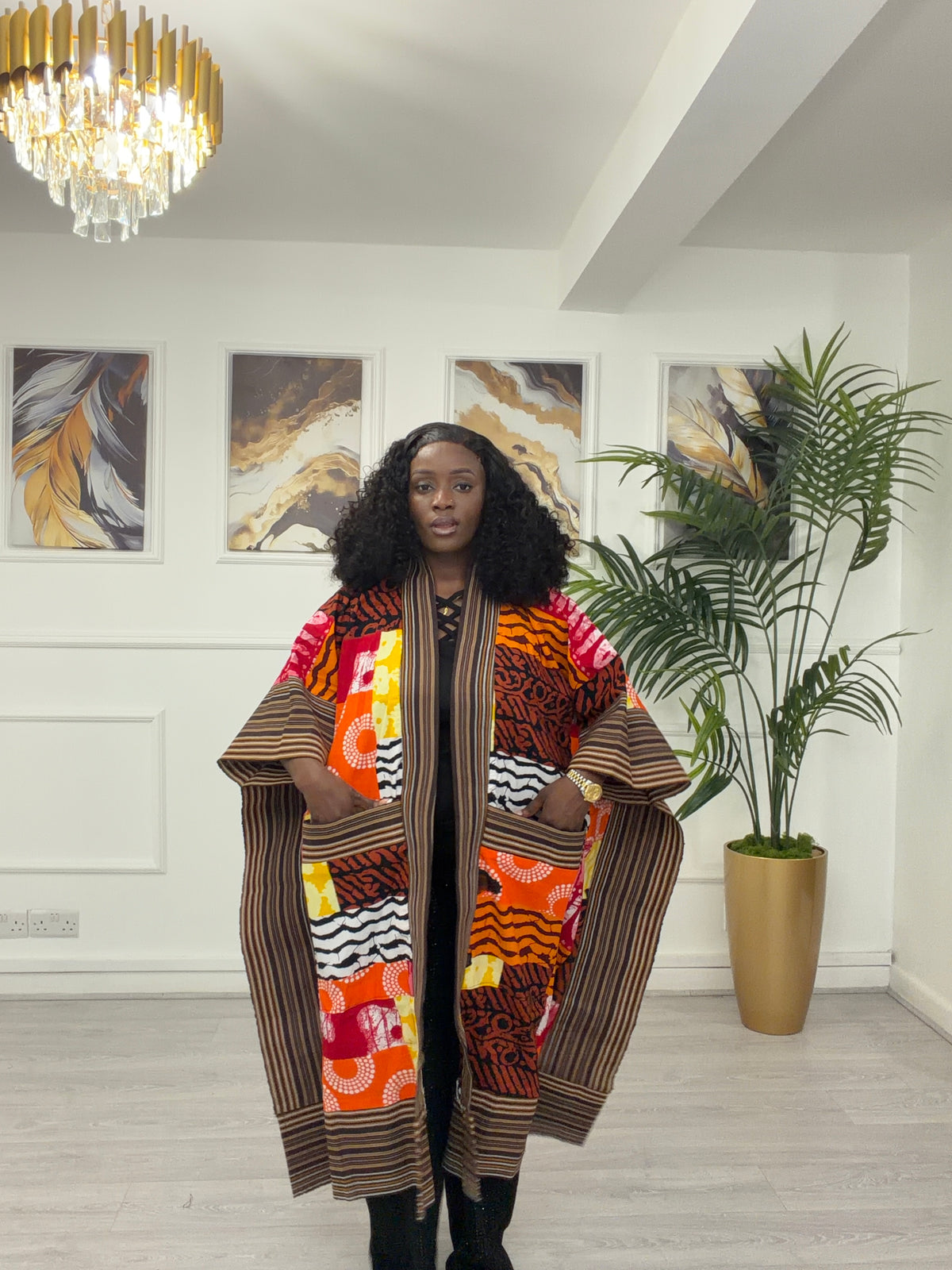 Brown Asooke & Ankara kimono