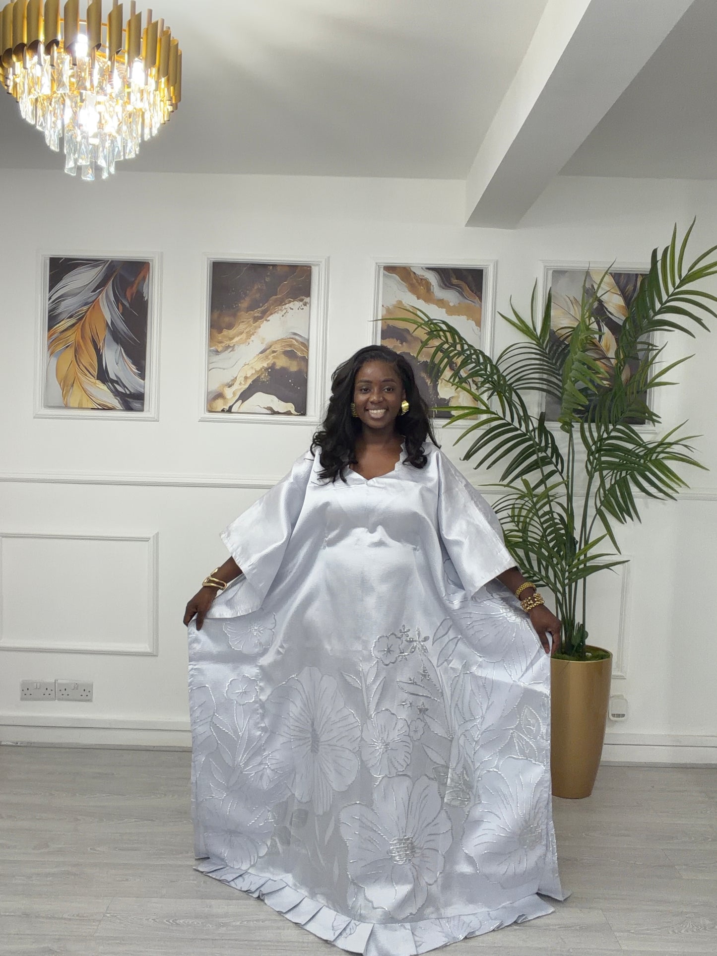 Pure white brocade bubu