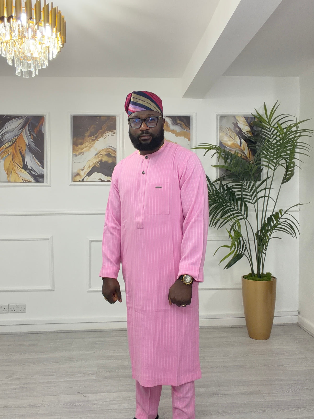 Pink stripes kaftan