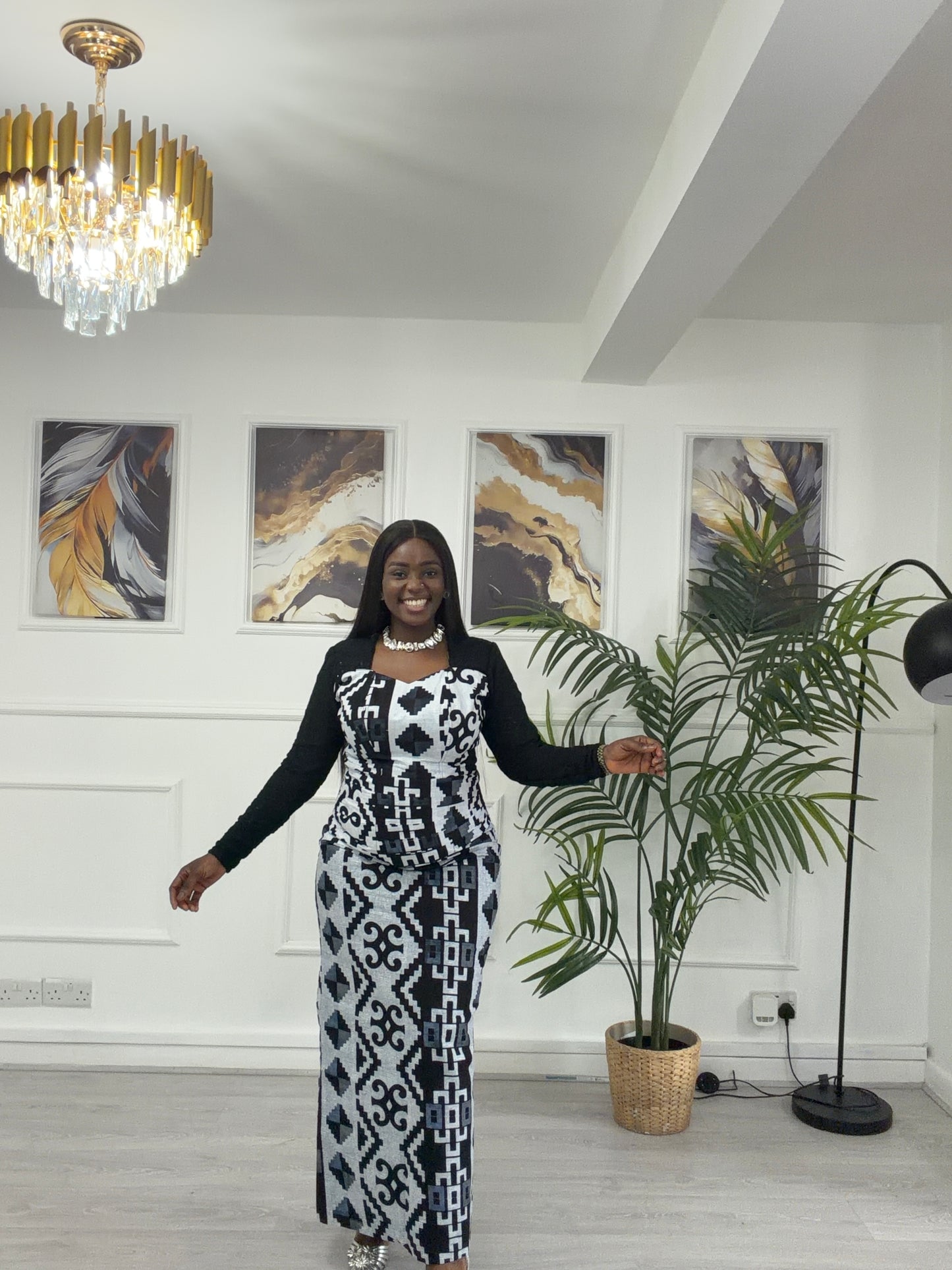 Ankara Dress with net sleeves