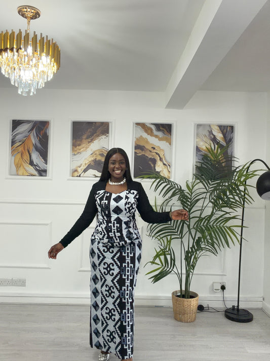 Ankara Dress with net sleeves