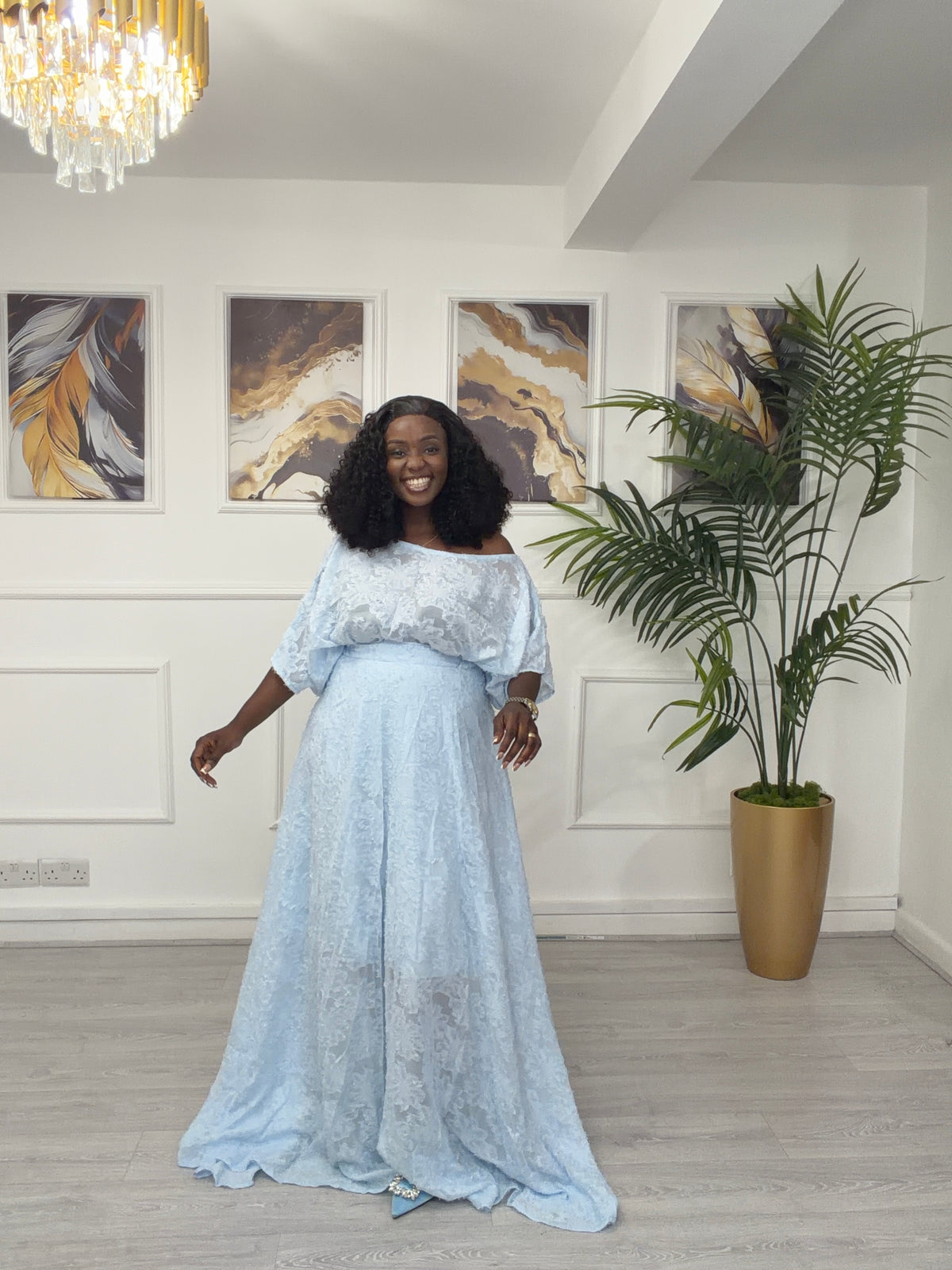 Sky blue skirt set