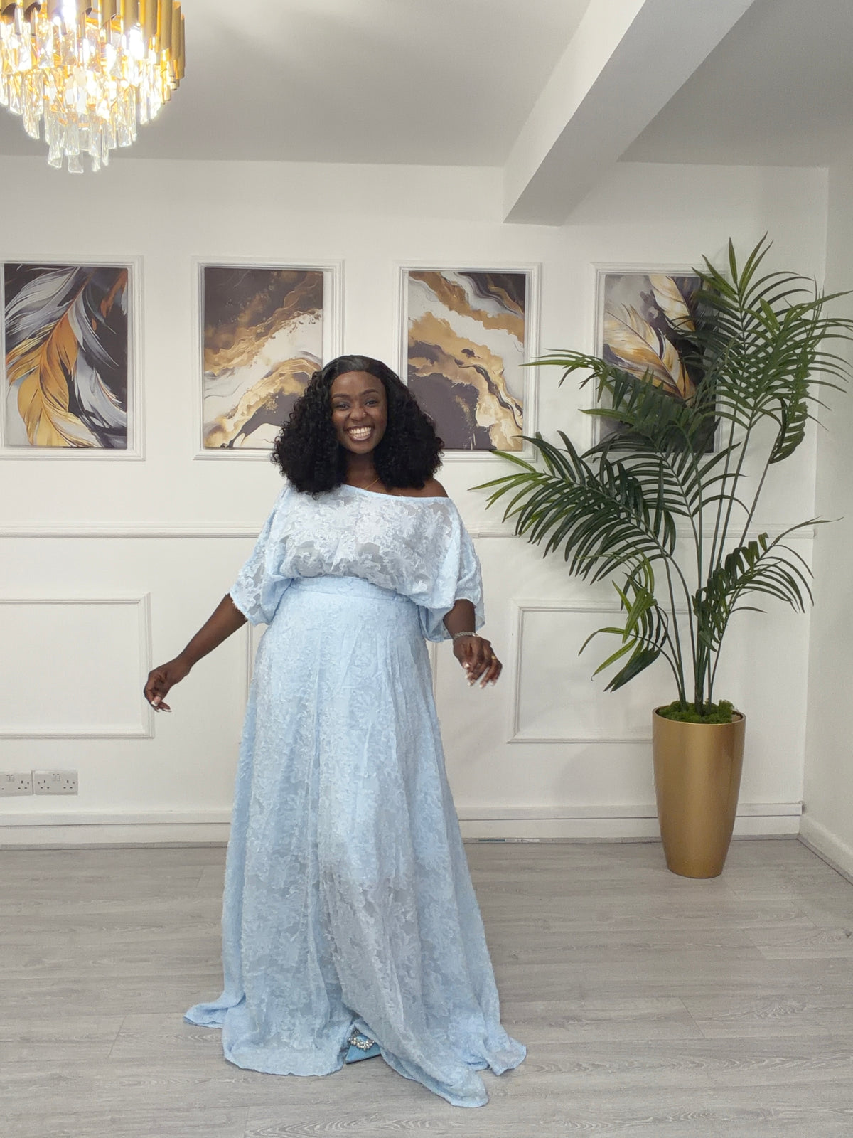 Sky blue skirt set